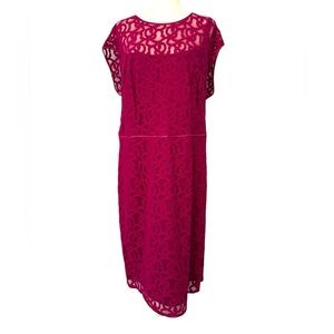 NWOT Adrianna Papell Magenta Cocktail Lace Dress